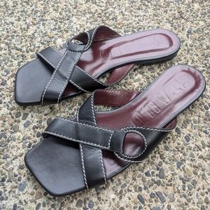 STAUD Black Leather Camille Slide Sandal. Size 40